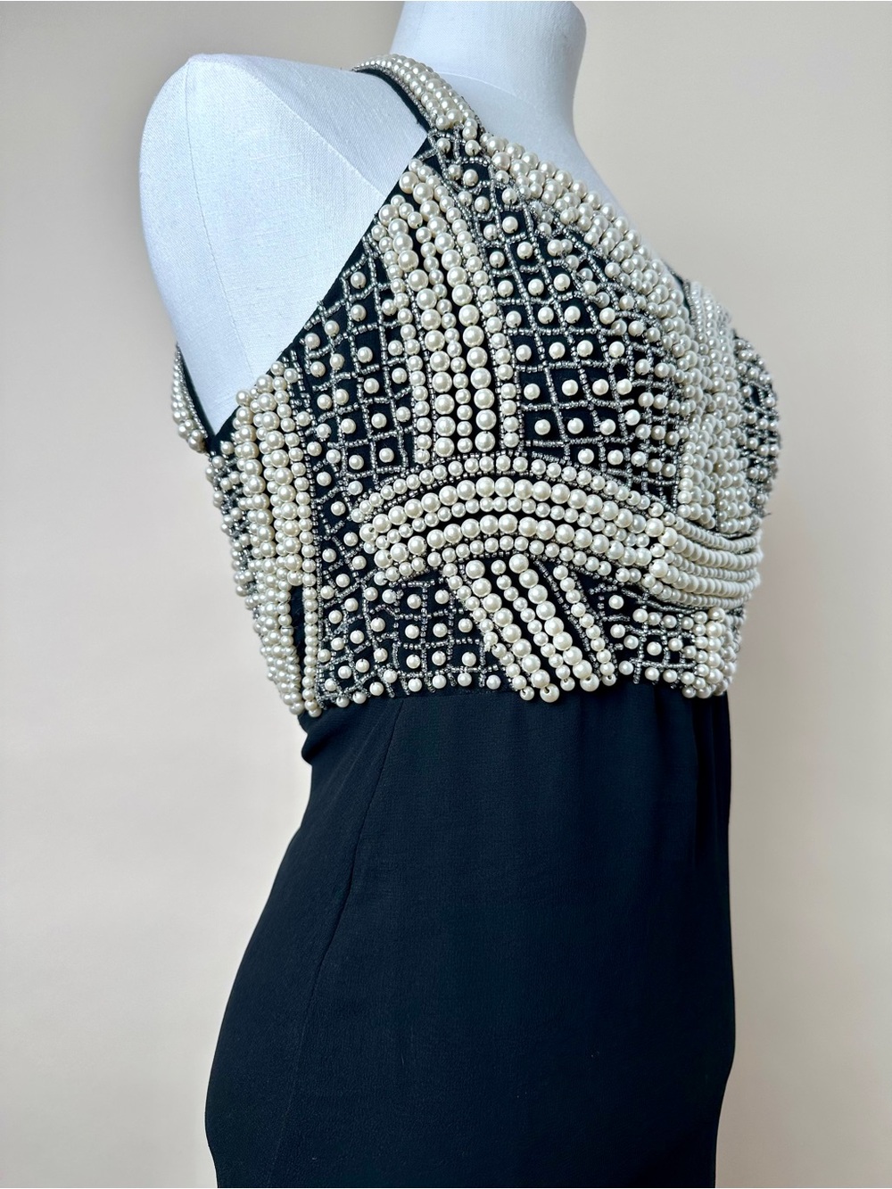 ASOS Pearl & Sequin Embellished Open Back Halter Midi Dress NWT Size 0 - Picture 12 of 15